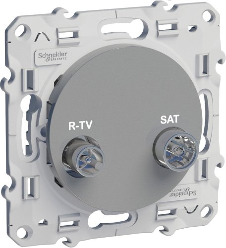 Розетка TV+R+SAT Оконечная без рамки Schneider Electric Odace 1-м. алюминий фото Розетка TV+R+SAT Оконечная без рамки Schneider Electric Odace 1-м. алюминий картинка